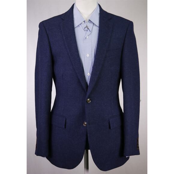 J. Crew Men's Thompson Navy Blue Wool Tweed 2-Btn Blazer Jacket 38R New - Picture 2 of 8